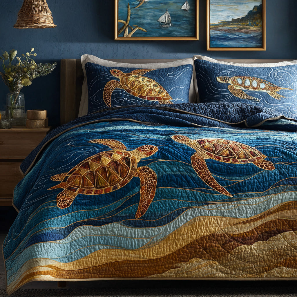 Midnight Ocean Turtles Quilted Blanket - Baby (30" x 40") - Pack 1