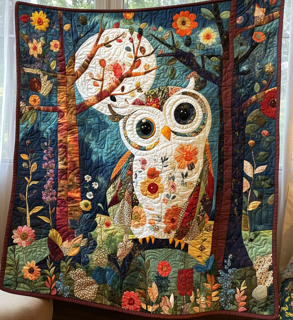 Midnight Owl Dance Quilted Blanket - Throw (55" x 60")
