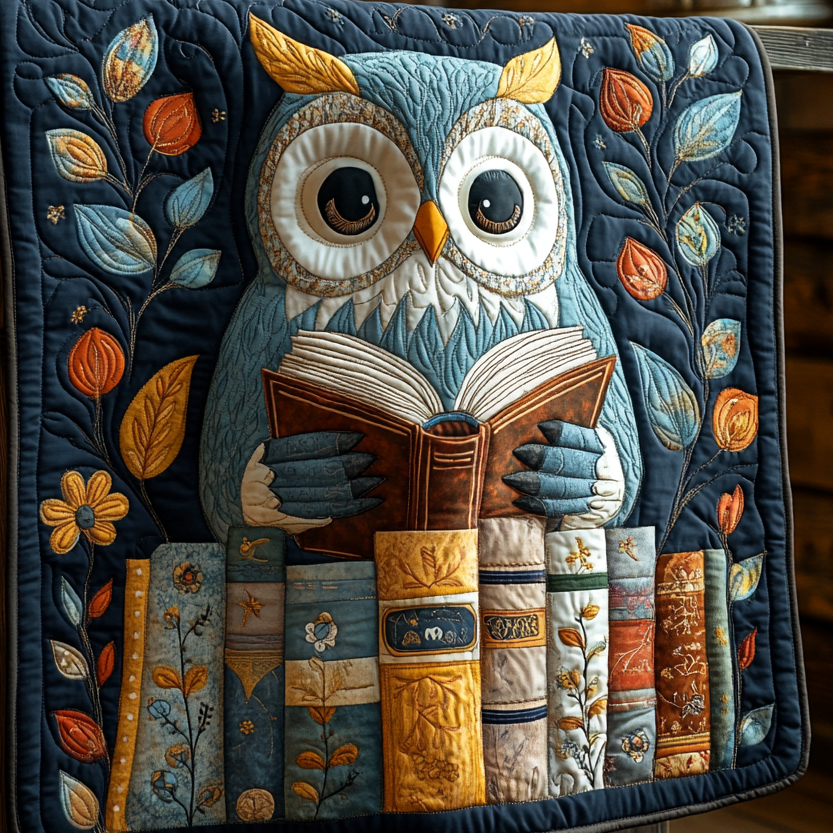Midnight Owl Reading Quilted Blanket - Throw (55" x 60")