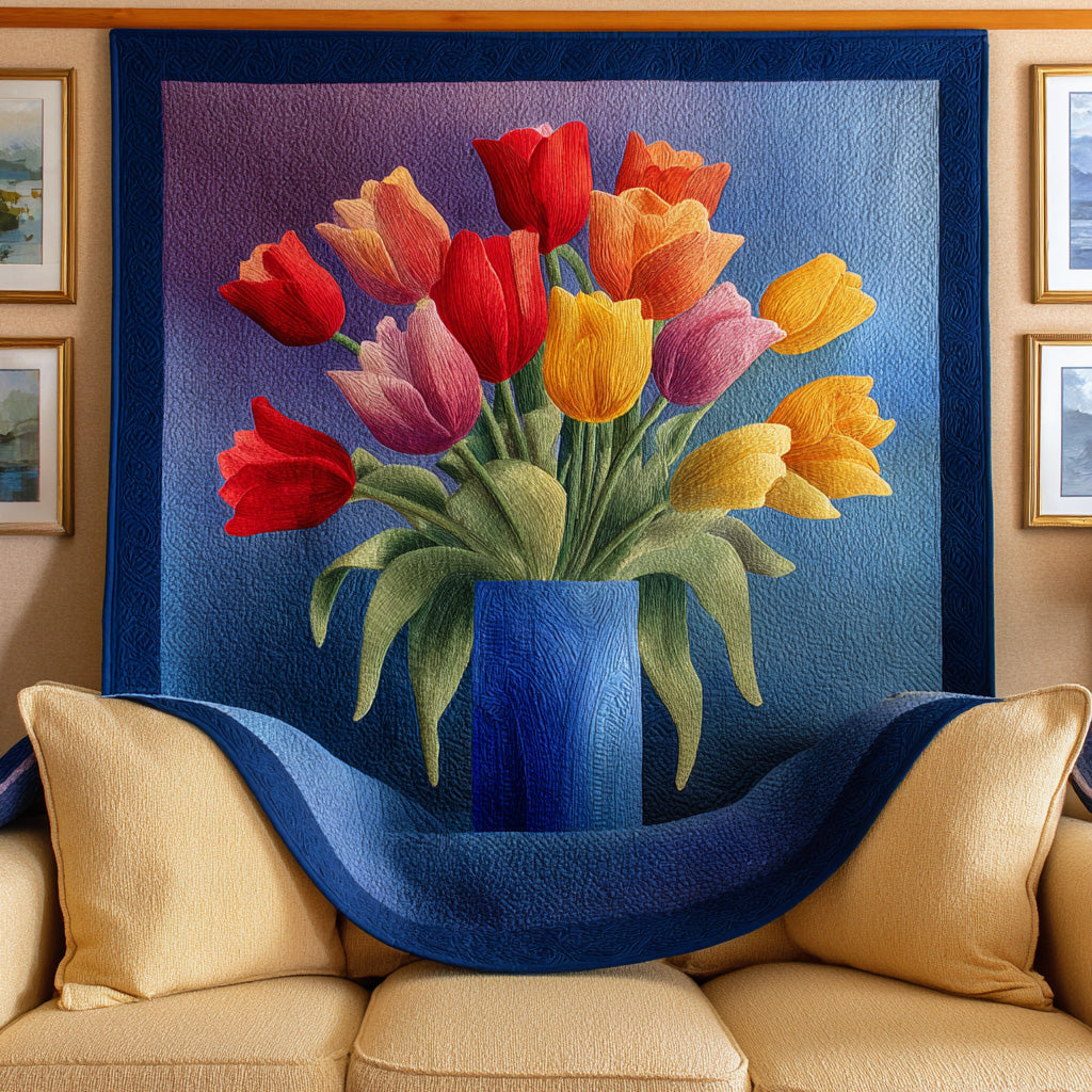 Midnight Tulip Bloom Quilted Blanket - Baby (30" x 40") - Pack 1