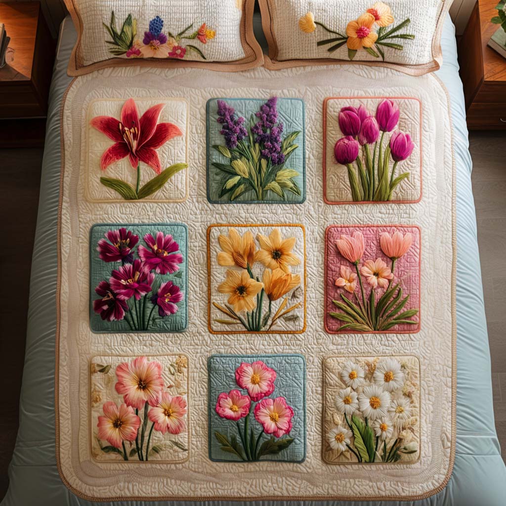 Midsummer Bloom 3-Piece Quited Bedding Set - Single (59" x 70")