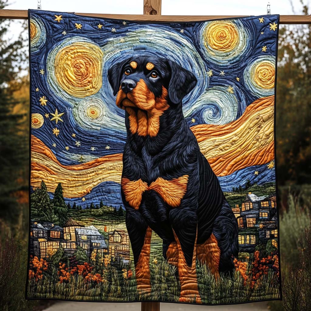 Mighty Rottweiler Quilted Blanket - Throw (55" x 60")