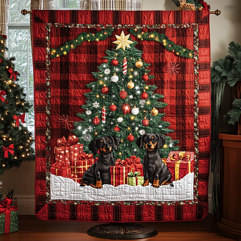 Mistletoe Mutt Quilted Blanket - Throw (55" x 60")