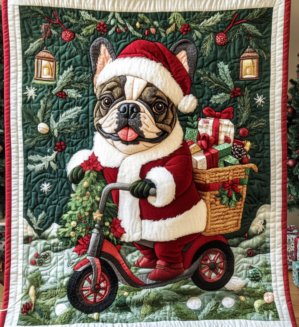 Mistletoe Puppy Quilted Blanket - Throw (55" x 60")