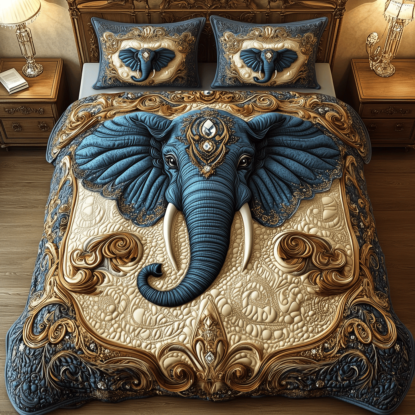Monarch Elephant Haven 3-Piece Quilted Bedding Set - Single (59" x 70")
