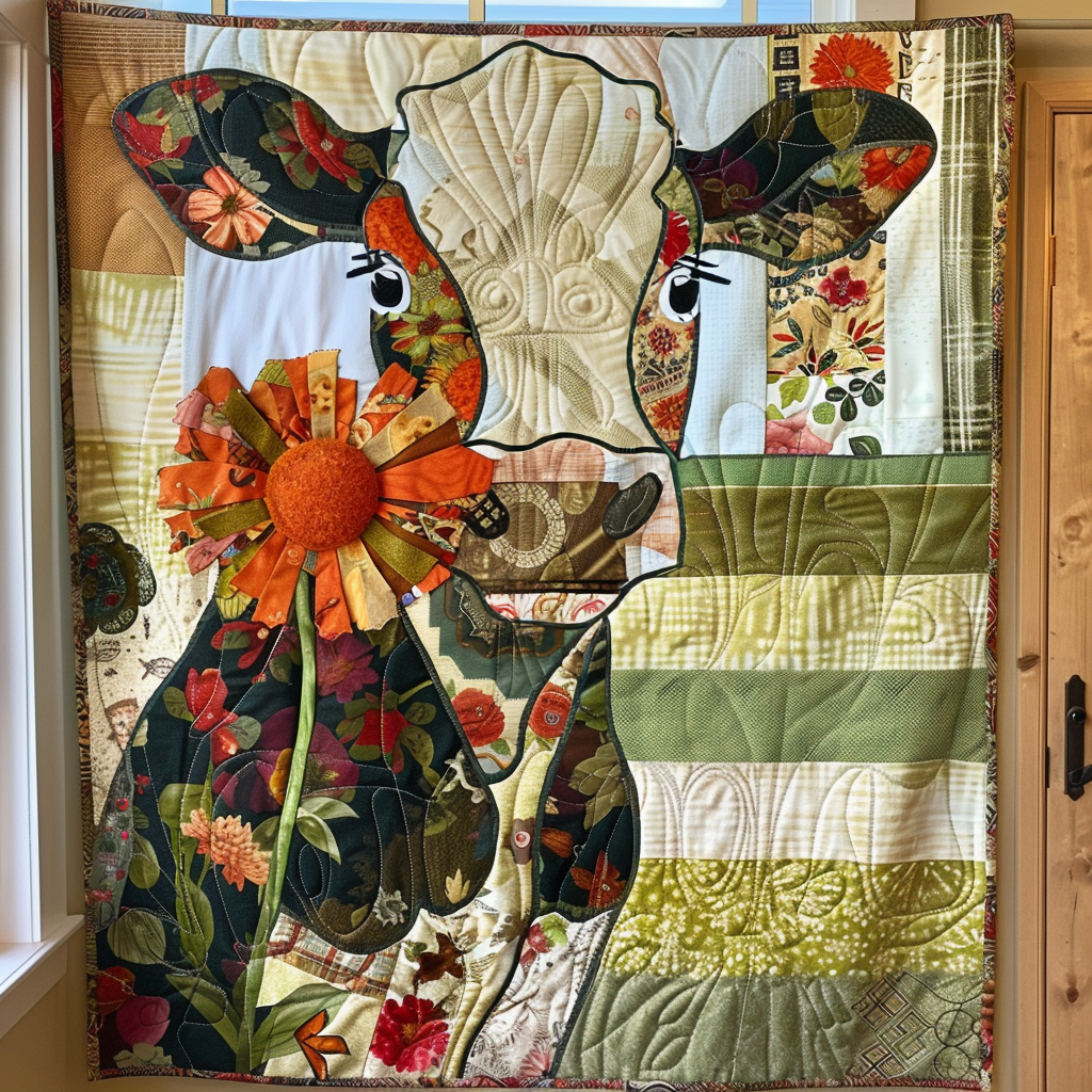 Moo Meadow Mat Quilted Blanket - Throw (55" x 60")
