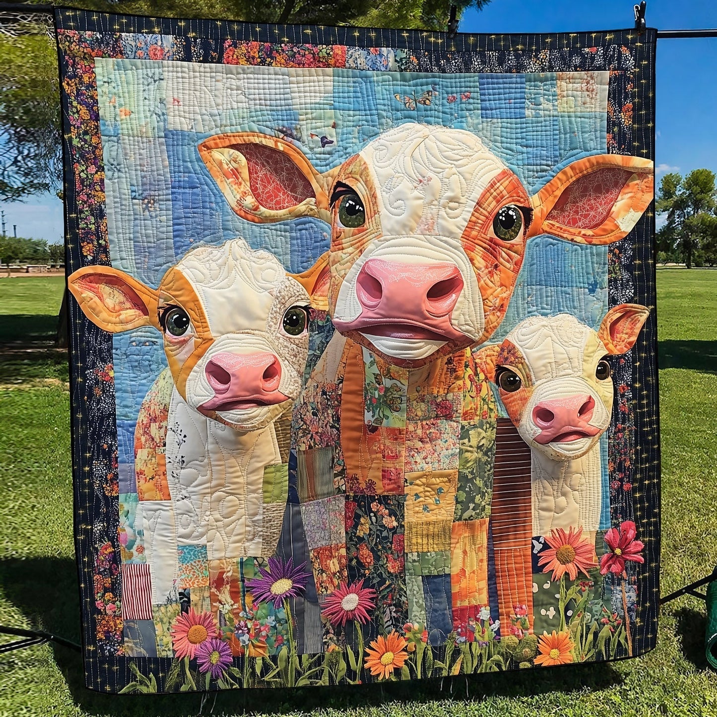 Moo Crew Quilted Blanket - Throw (55" x 60")