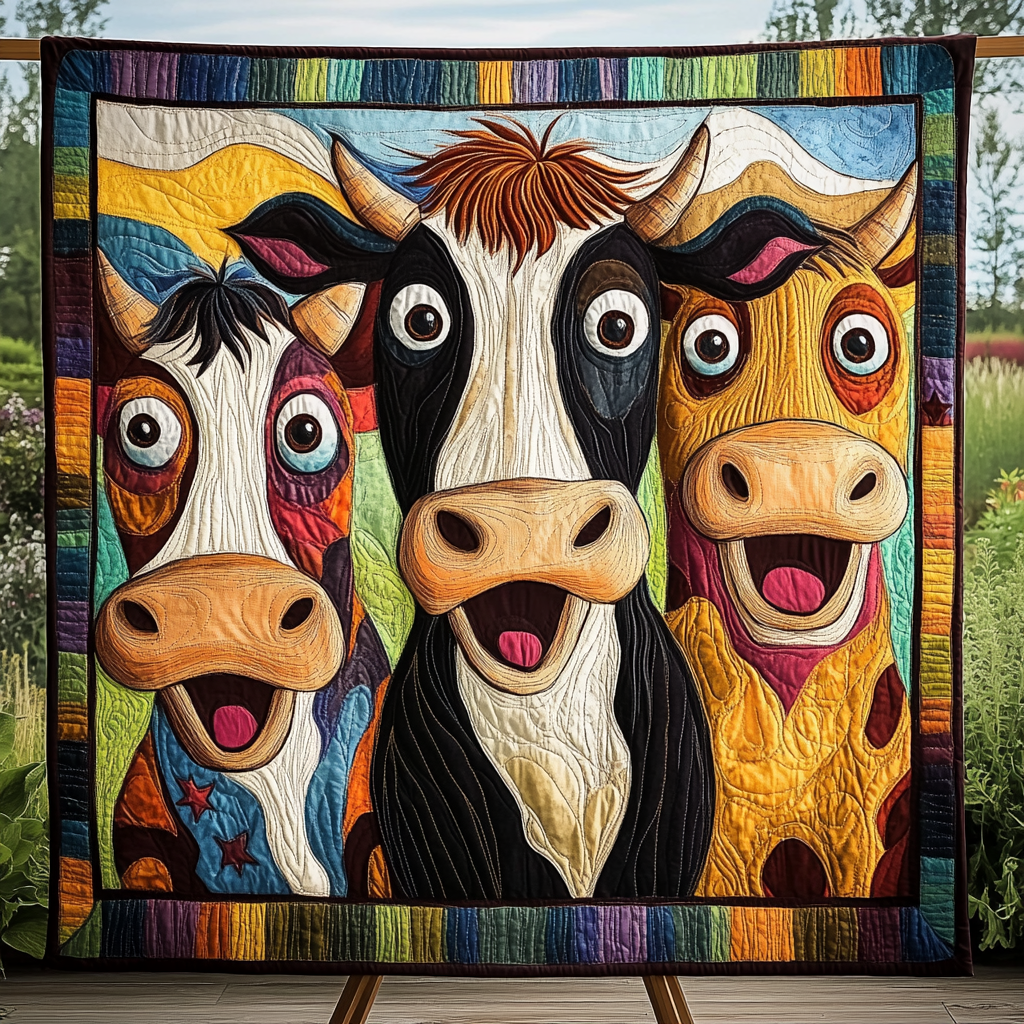 Moo Meadows Quilted Blanket - Throw (55" x 60")