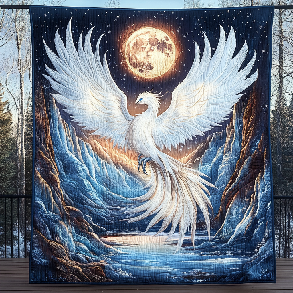 Moon Phoenix Quilted Blanket - Throw (55" x 60")