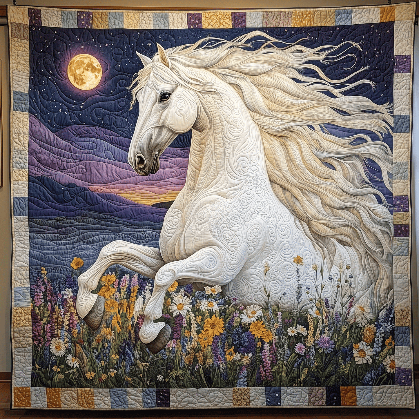 Moonbeam Steed Art Quilt Hanging - Baby (30" x 40")