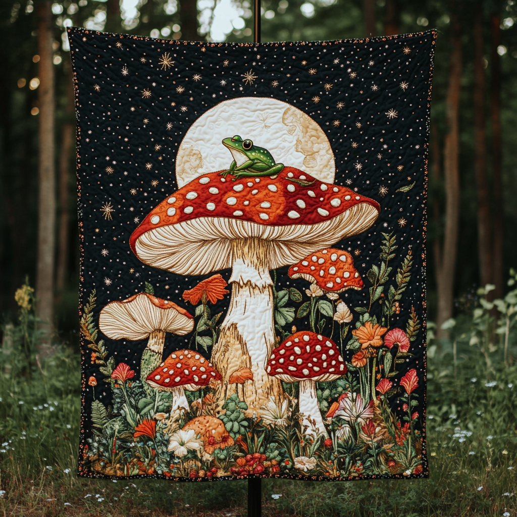 Moonlight Frog Quilted Blanket - Baby (30" x 40")