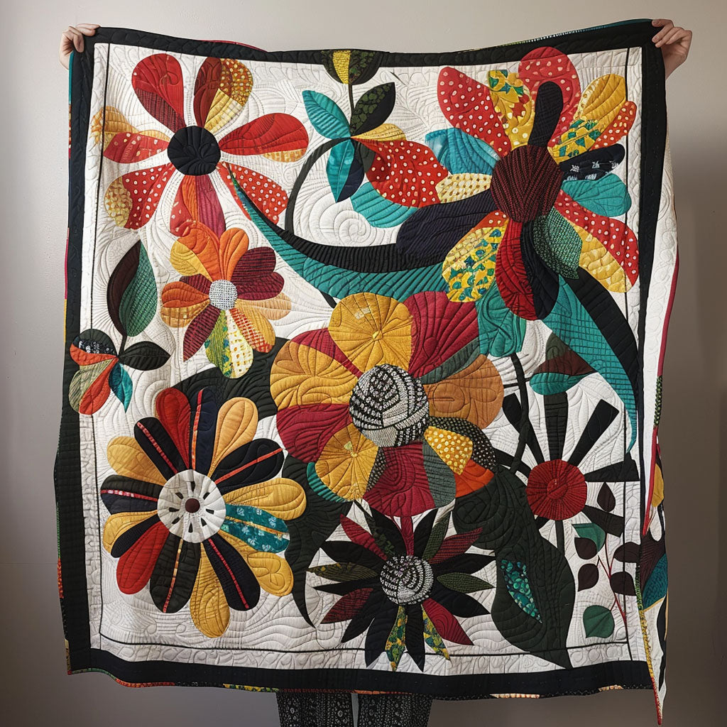 Moonlit Blossoms Quilted Blanket - Throw (55" x 60")