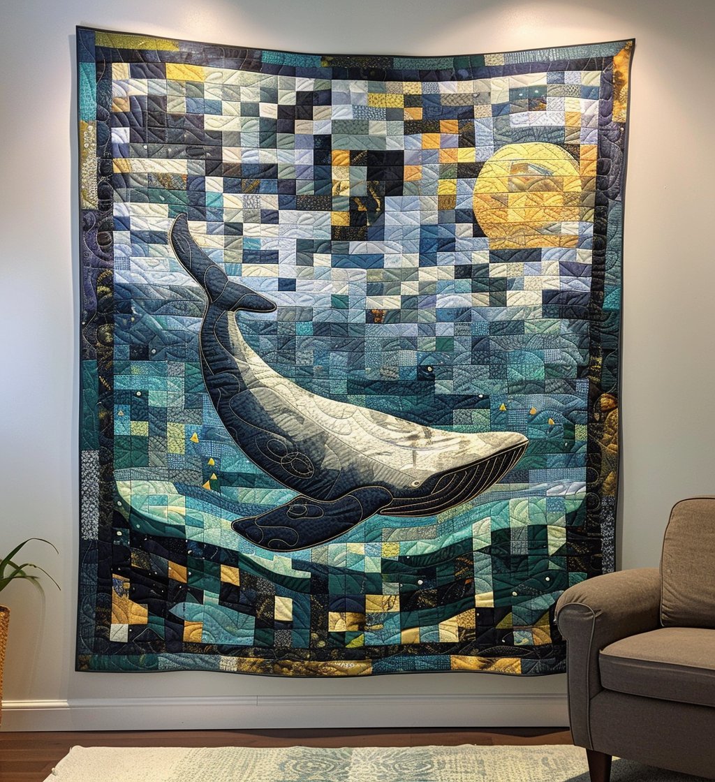 Moonlit Marine Quilted Blanket - Throw (55" x 60")