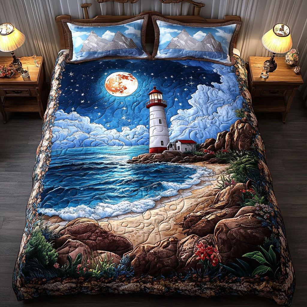 Moonlit Shores 3-Piece Quilted Bedding Set - Single (59" x 70")