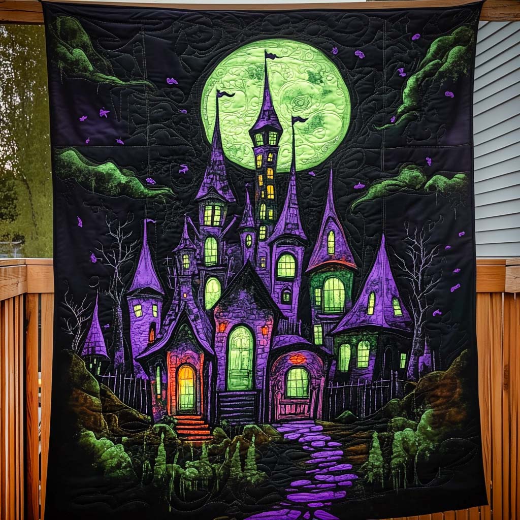 Moonlit Castle Quilted Blanket - Throw (55" x 60")
