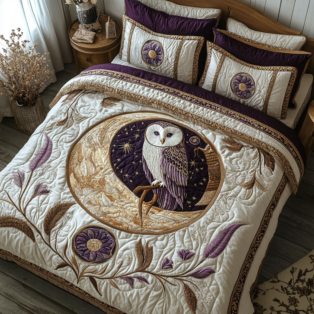 Moonlit Gaze 3-Piece Quilted Bedding Set - Single (59" x 70")