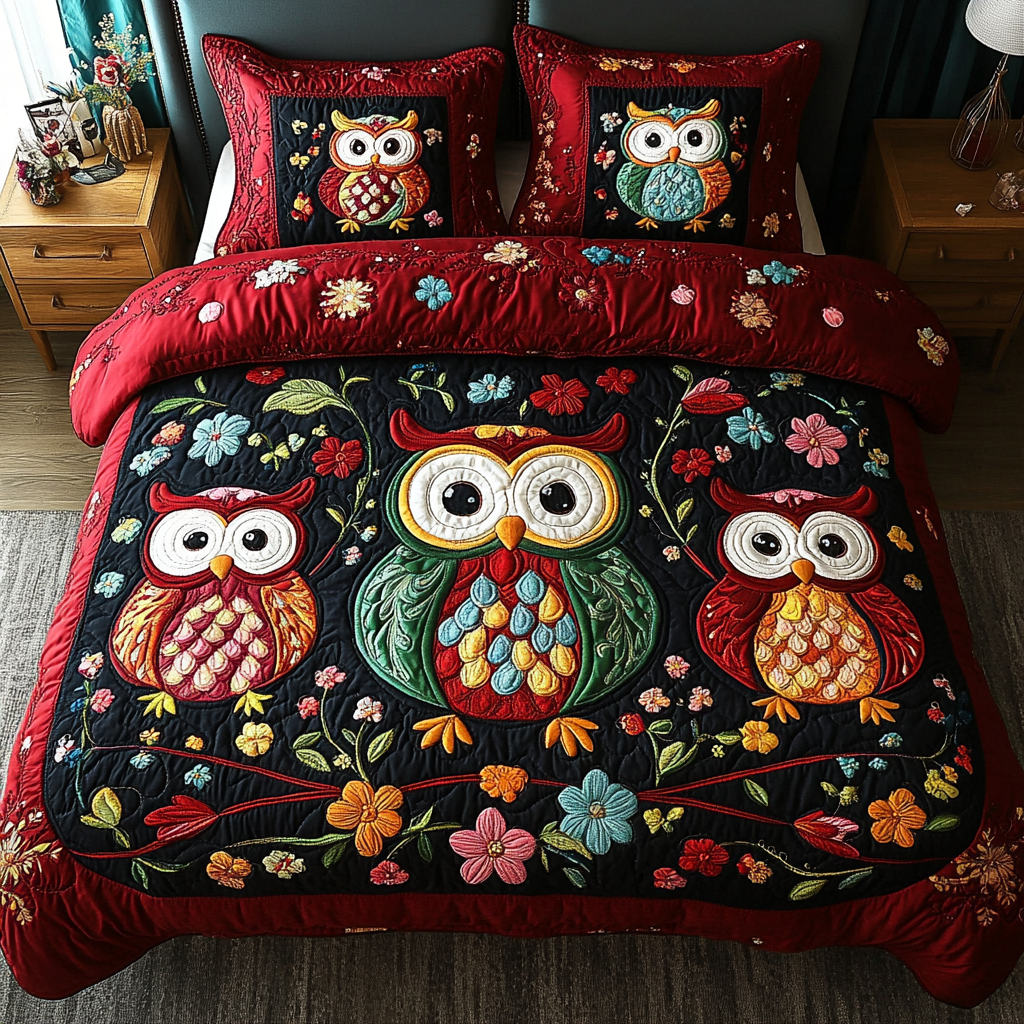 Moonlit Guardian 3-Piece Quilted Bedding Set - Single (59" x 70")