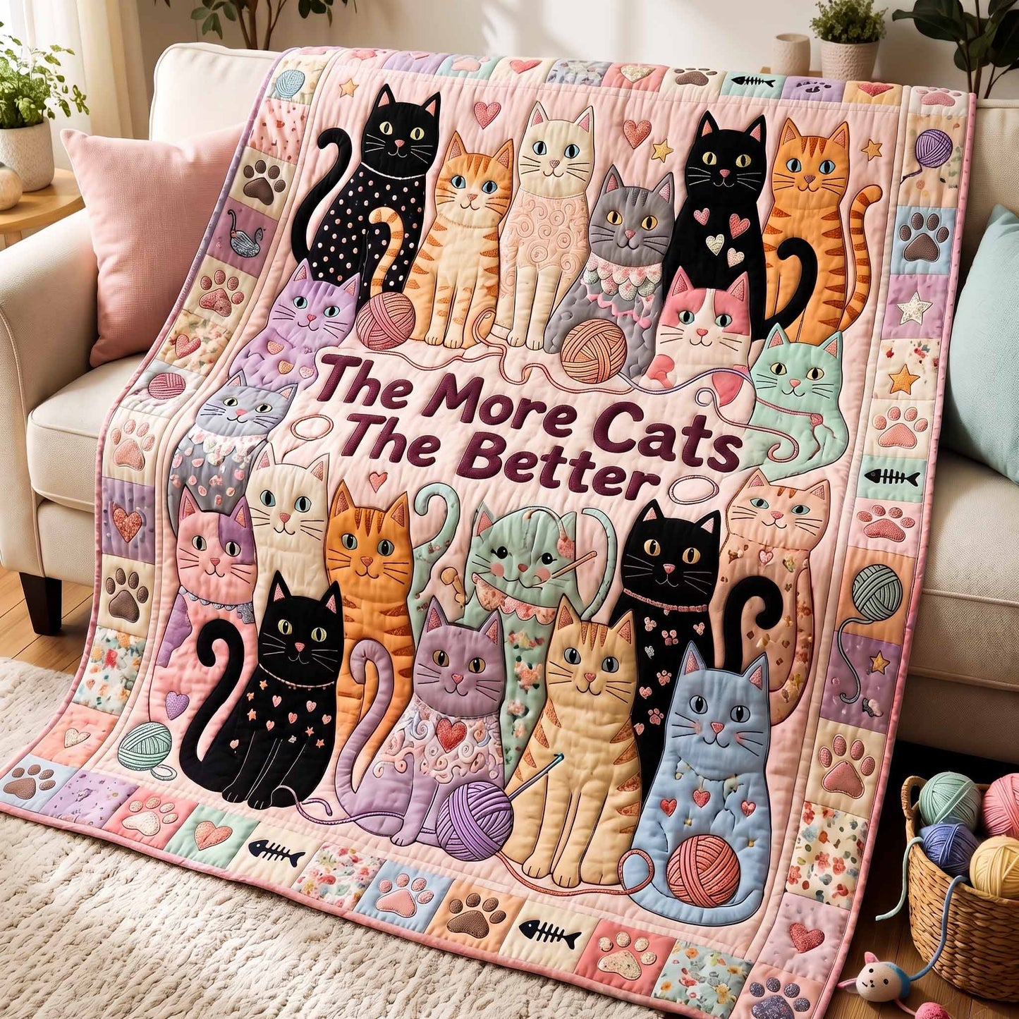 More Cats Better Quilted Blanket - Baby (30" x 40") - Pack 1