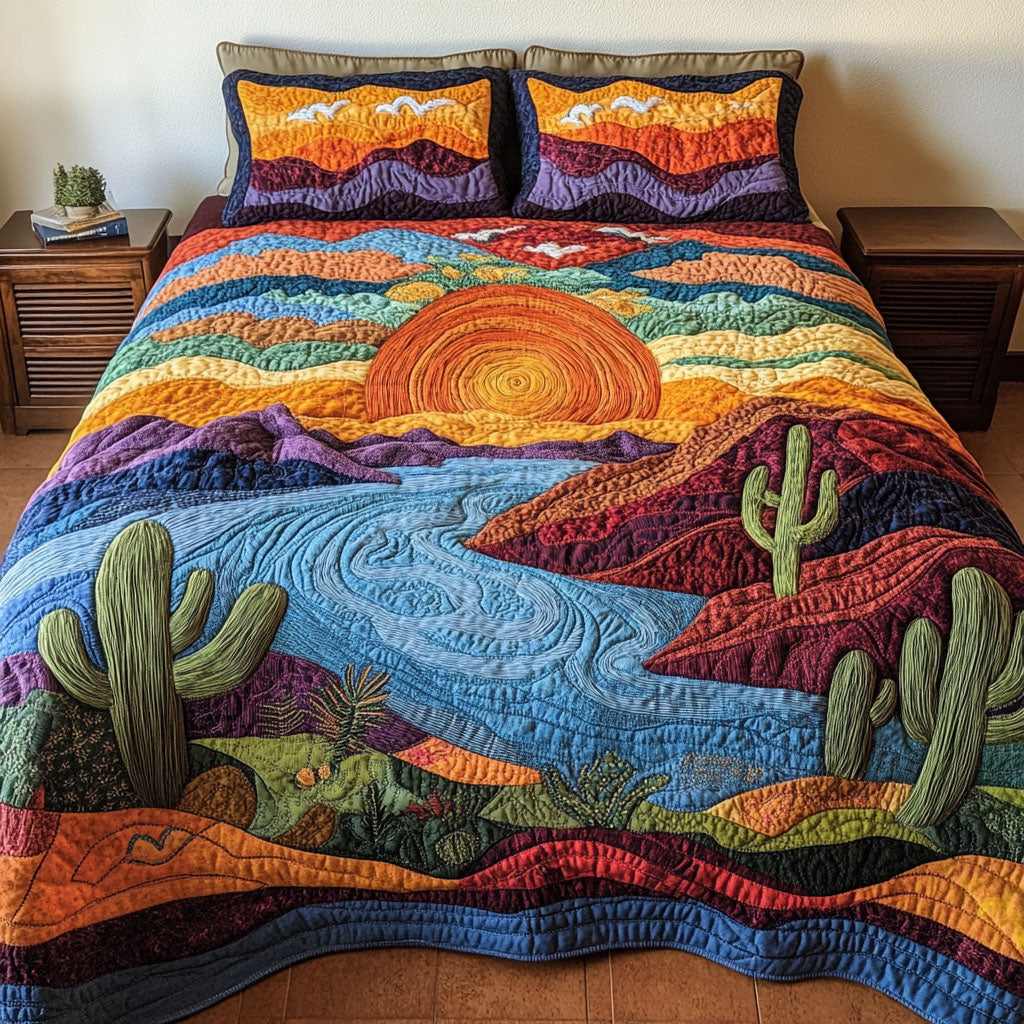 Morning Beam Hills 3-Piece Quilted Bedding Set - Single (59" x 70")
