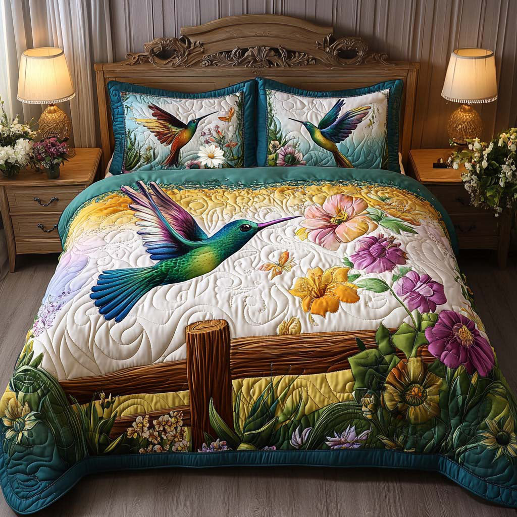 Morning Flutter 3-Piece Quilted Bedding Set - Single (59" x 70")
