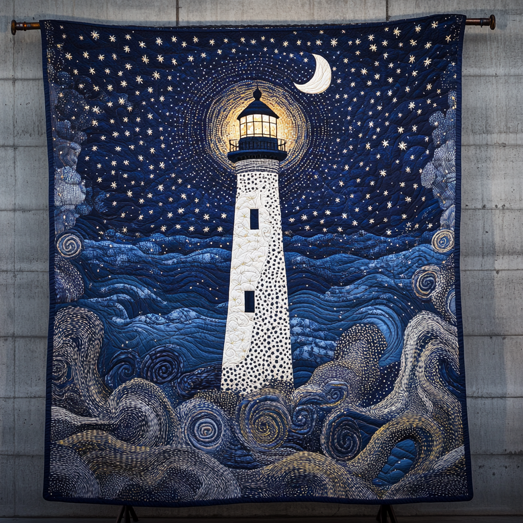 Morning Glow Lighthouse Quilted Blanket - Throw (55" x 60")