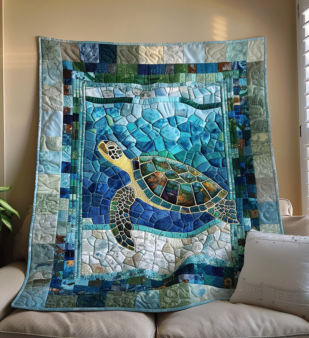 Mosaic Marine Life Quilted Blanket - Throw (55" x 60")