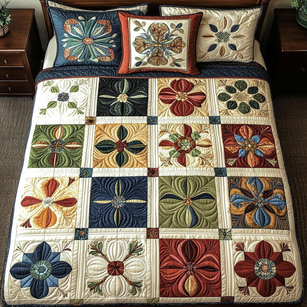 Mosaic Blocks 3-Piece Quilted Bedding Set - Single (59" x 70")