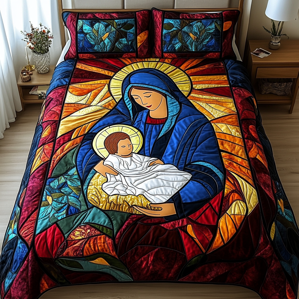 Mother Mary Quilted Bedding Set - Single (59" x 70")