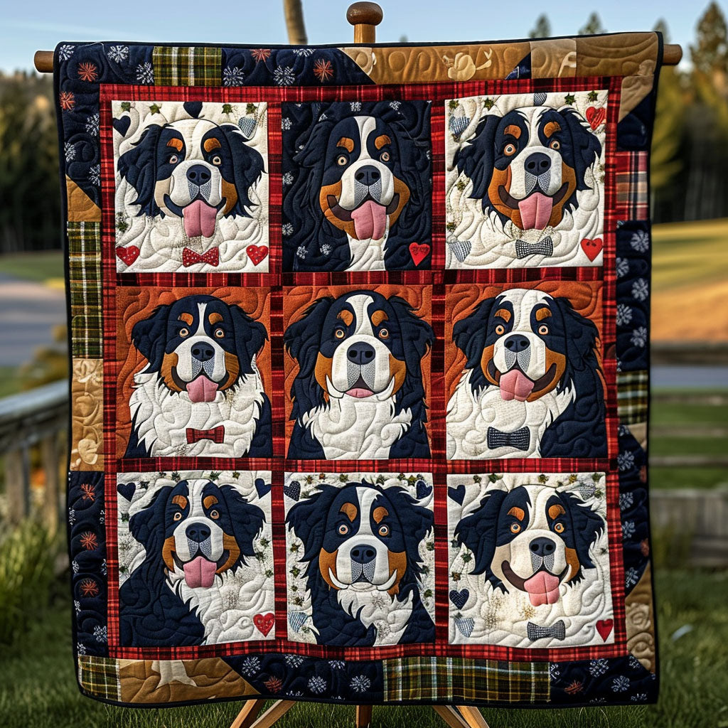 Mountain Bernese Charm Quilted Blanket - Throw (55" x 60")