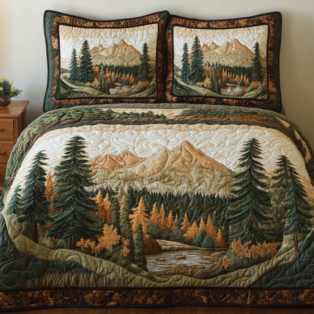 Mountain Bloom 3-Piece Quilted Bedding Set - Single (59" x 70")