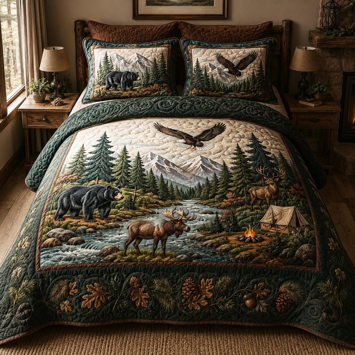Mountain Refuge 3-Piece Quilted Bedding Set - Single (59" x 70")