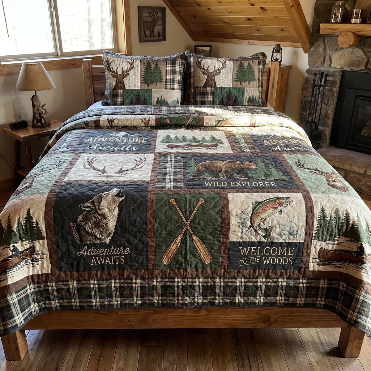 Mountain Spirit 3-Piece Quilted Bedding Set - Single (59" x 70")