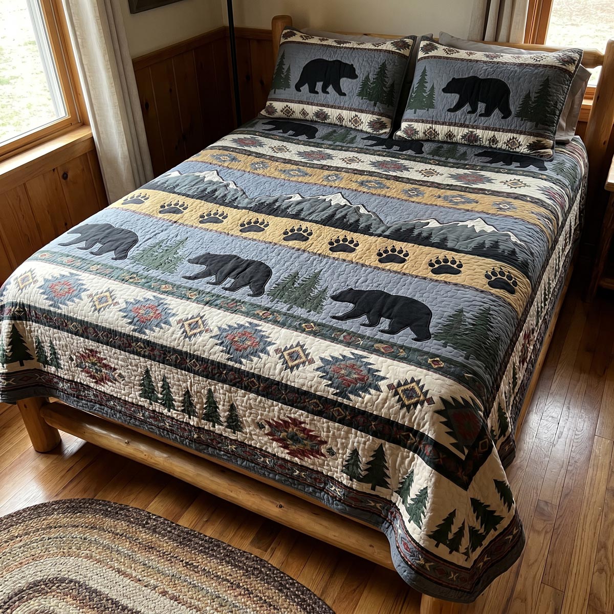 Mountain Wildlife 3-Piece Quilted Bedding Set - Single (59" x 70")