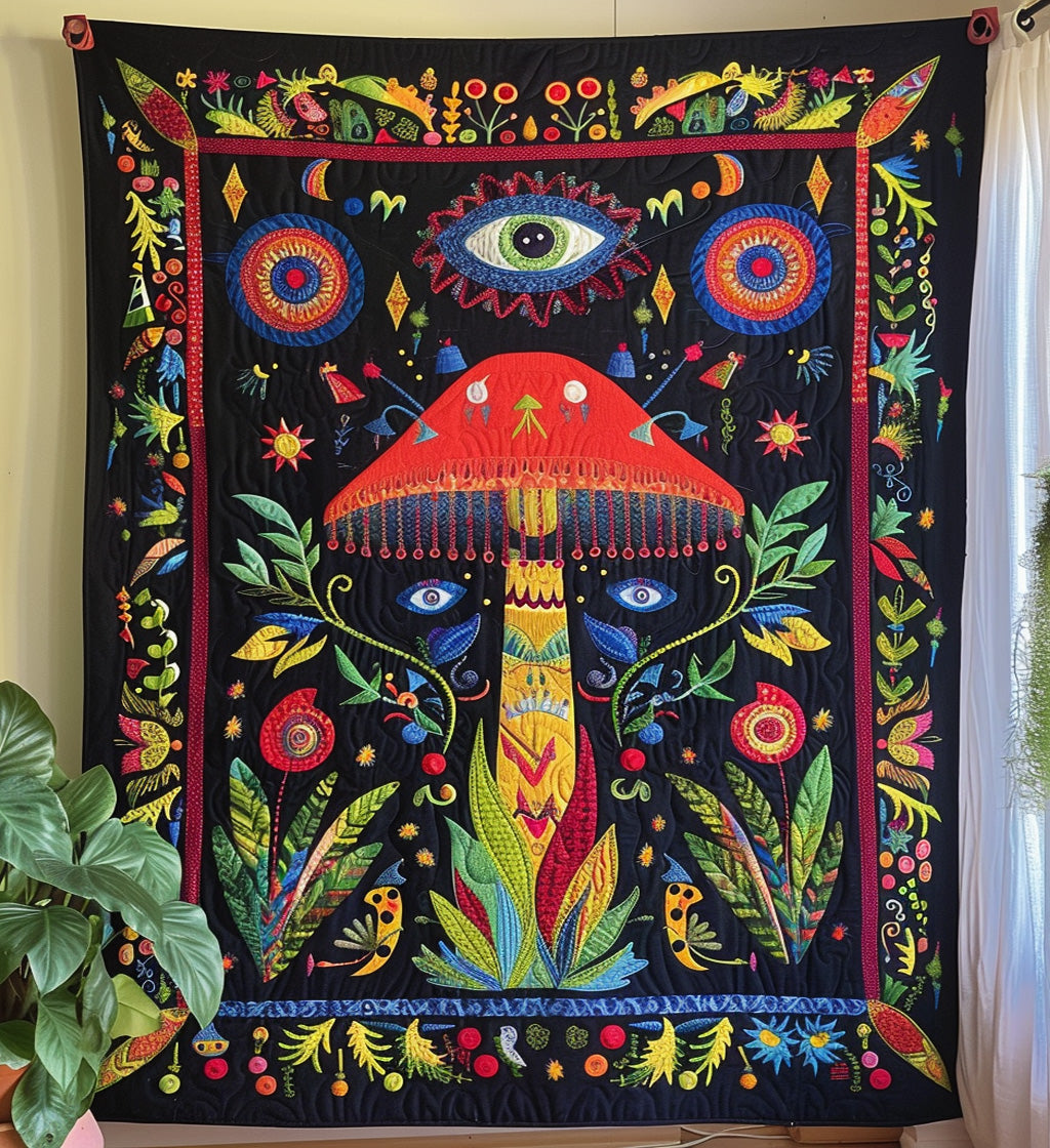 Mushroom Mania Quilted Blanket - Throw (55" x 60")