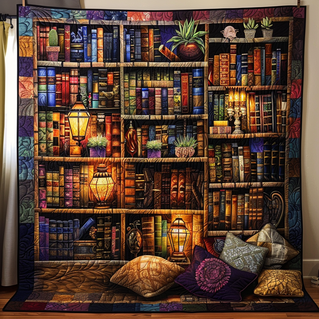 Mystic Bookshelf Quilted Blanket - Throw (55" x 60")