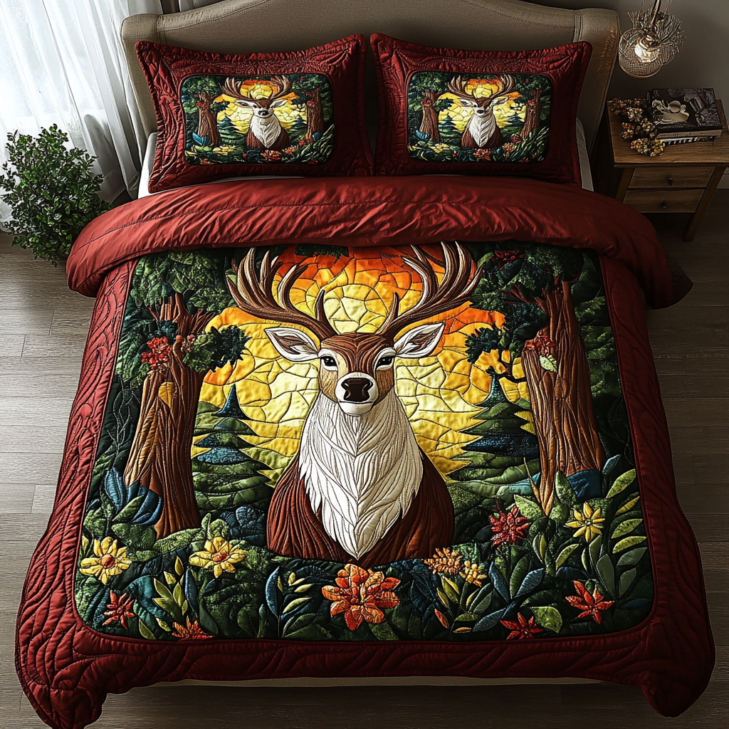 Mystic Deer Quilted Bedding Set - Single (59" x 70")