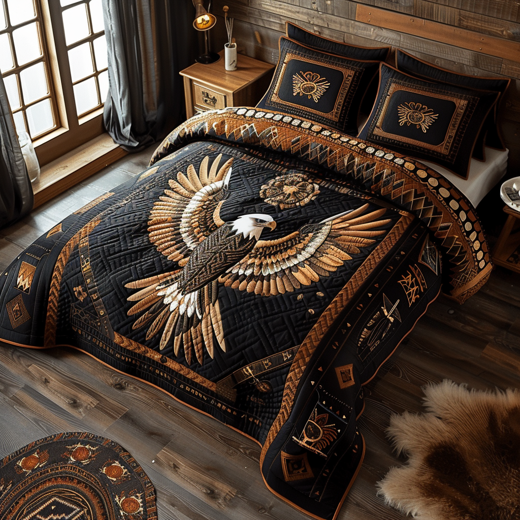 Mystic Eagle 3-Piece Quilted Bedding Set - Single (59" x 70")