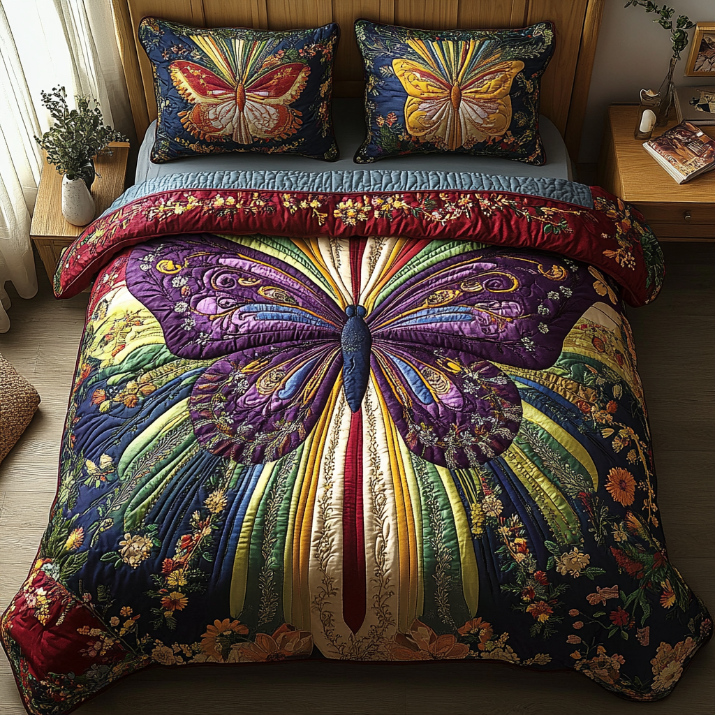 Mystic Monarch Quilted Bedding Set - Single (59" x 70")