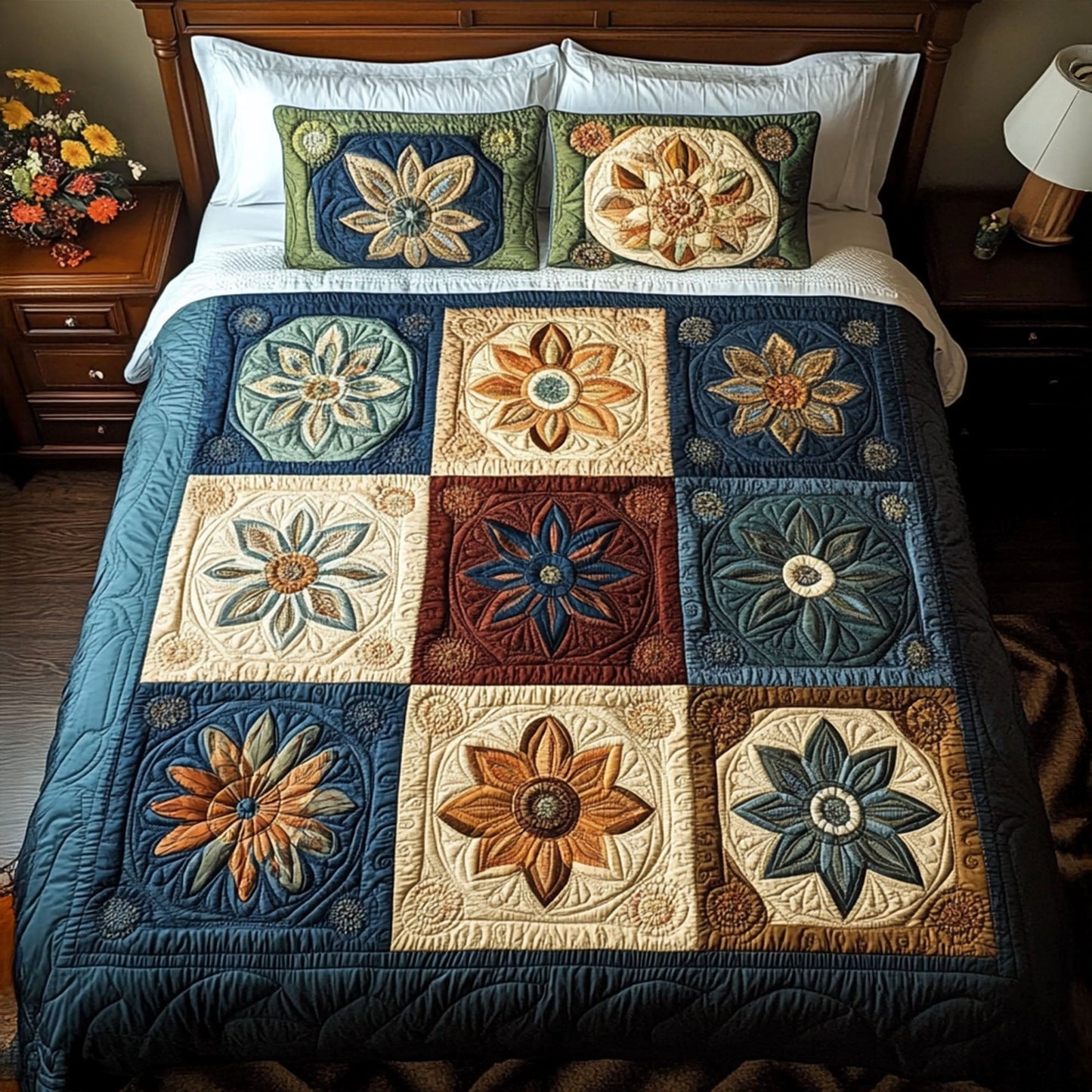 Mystic Bloom 3-Piece Quilted Bedding Set - Single (59" x 70")