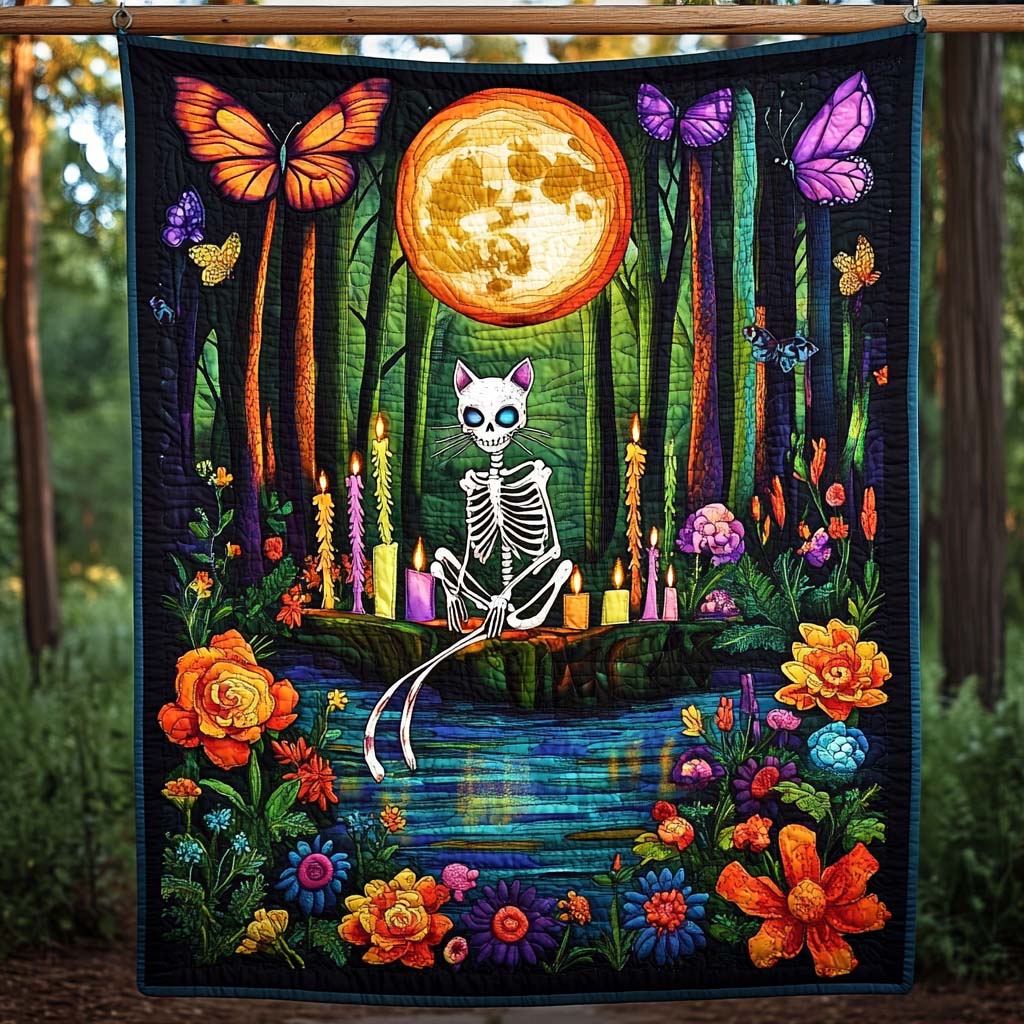 Mystic Cat Quilted Blanket - Throw (55" x 60")