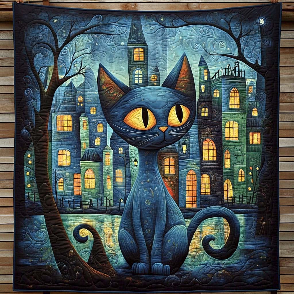Mystic Cat Quilted Blanket - Throw (55" x 60")