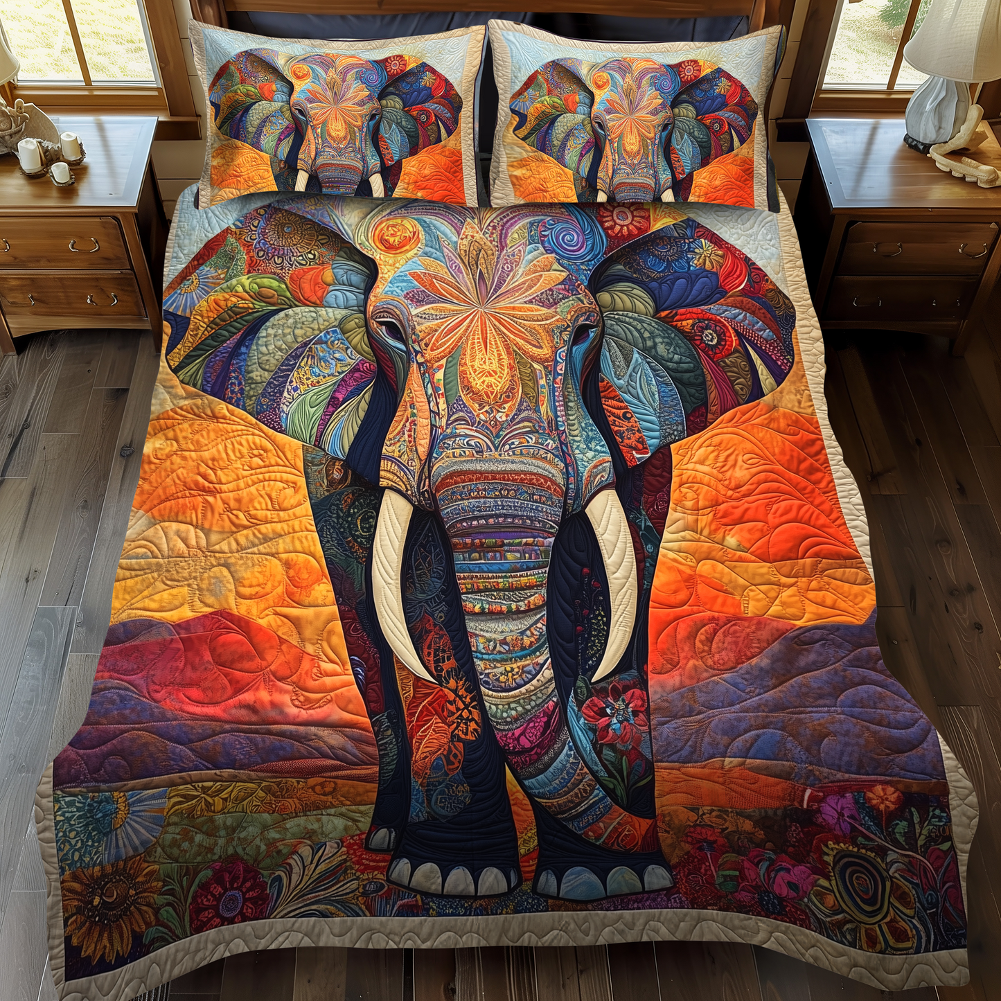 Mystic Elephant 3-Piece Quilted Bedding Set - Single (59" x 70")