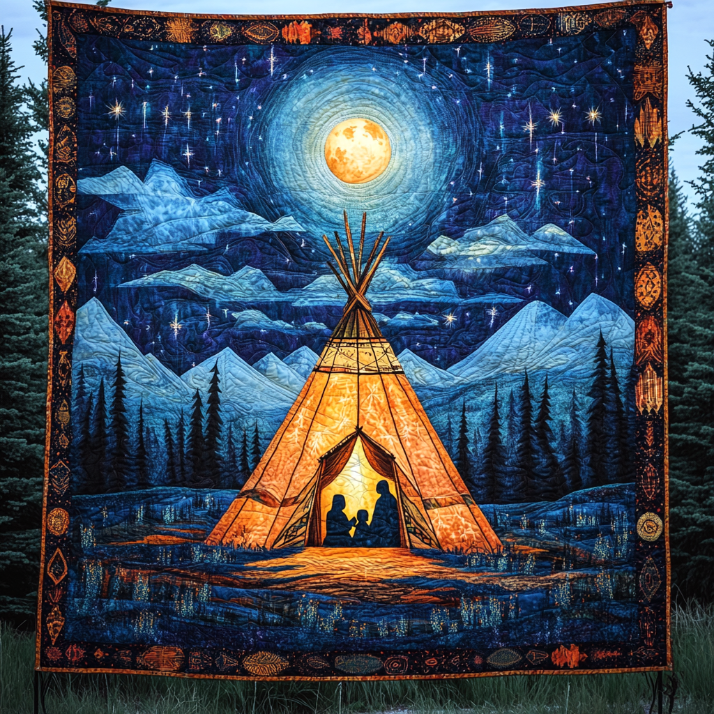Mystic Feathers Quilted Blanket - Throw (55" x 60")