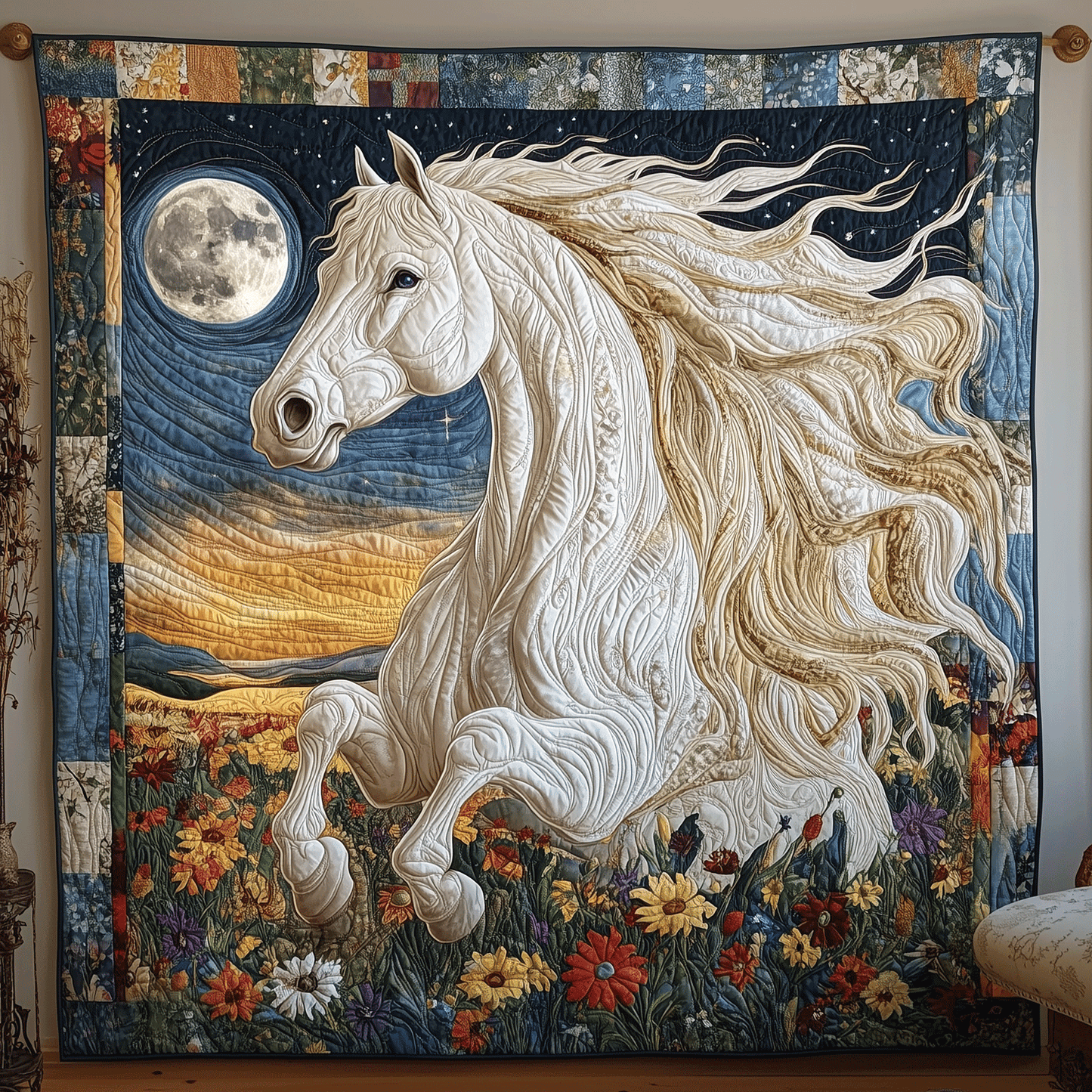 Mystic Night Rider Art Quilt Hanging - Baby (30" x 40")