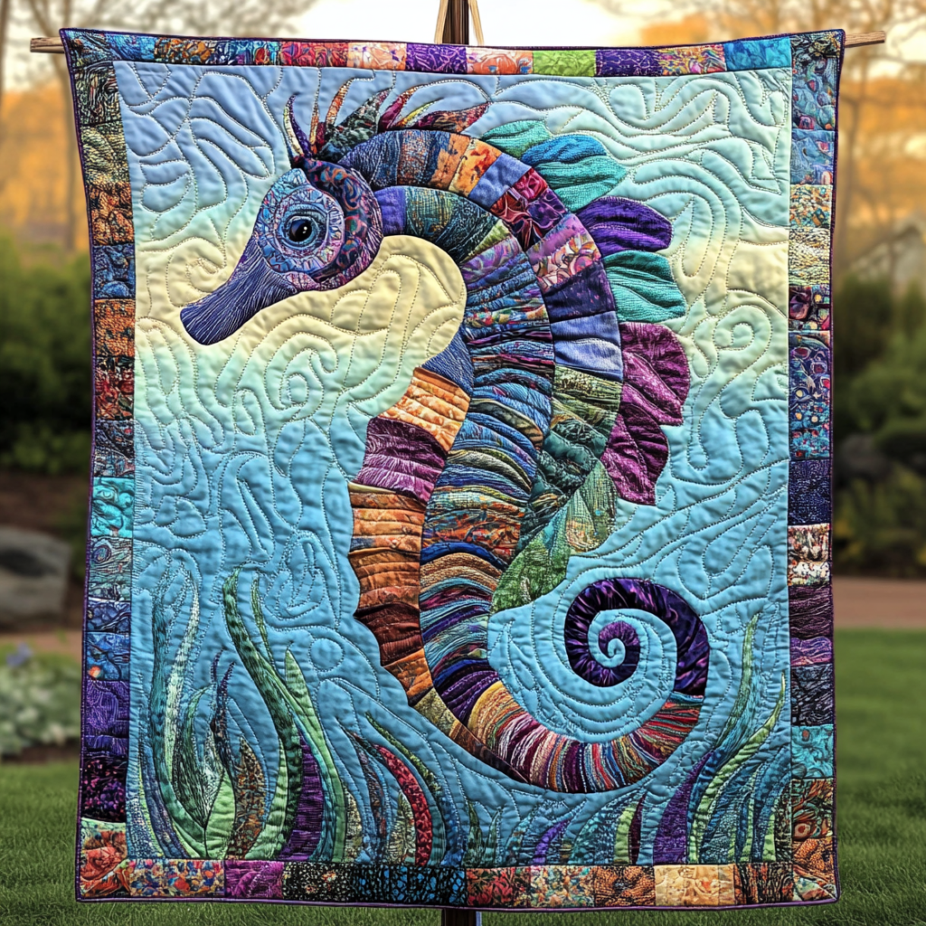 Mystic Sea Rider Quilted Blanket - Throw (55" x 60")