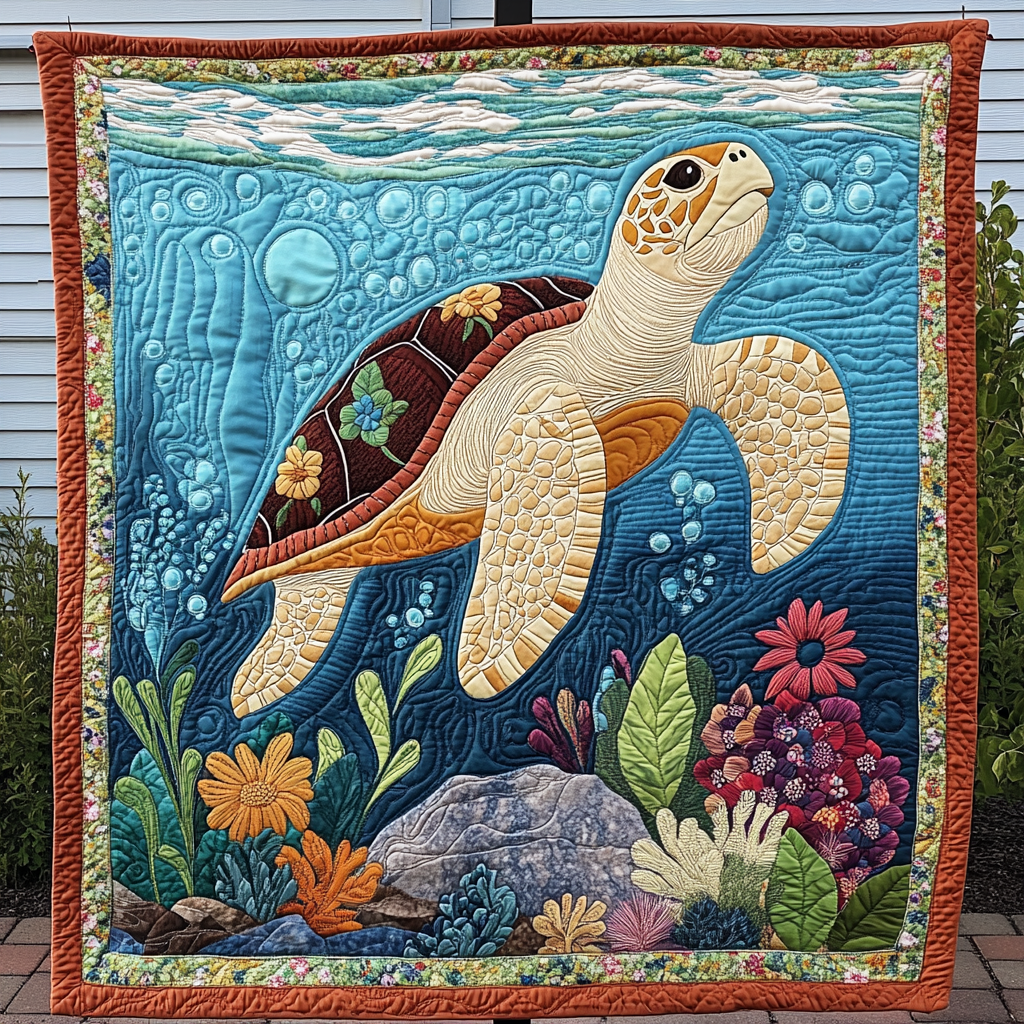 Mystic Shell Voyages Quilted Blanket - Throw (55" x 60")