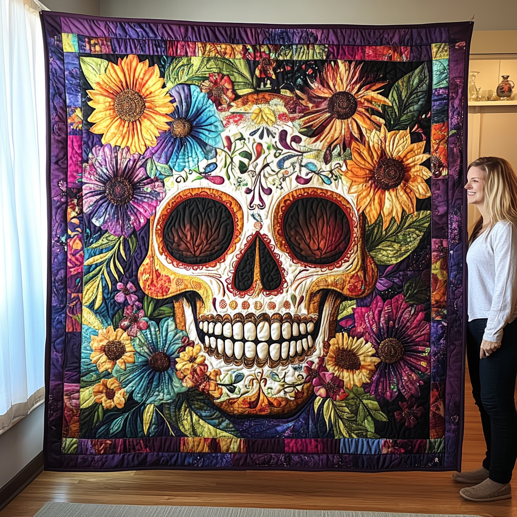 Mystic Skull Quilted Blanket - Throw (55" x 60")