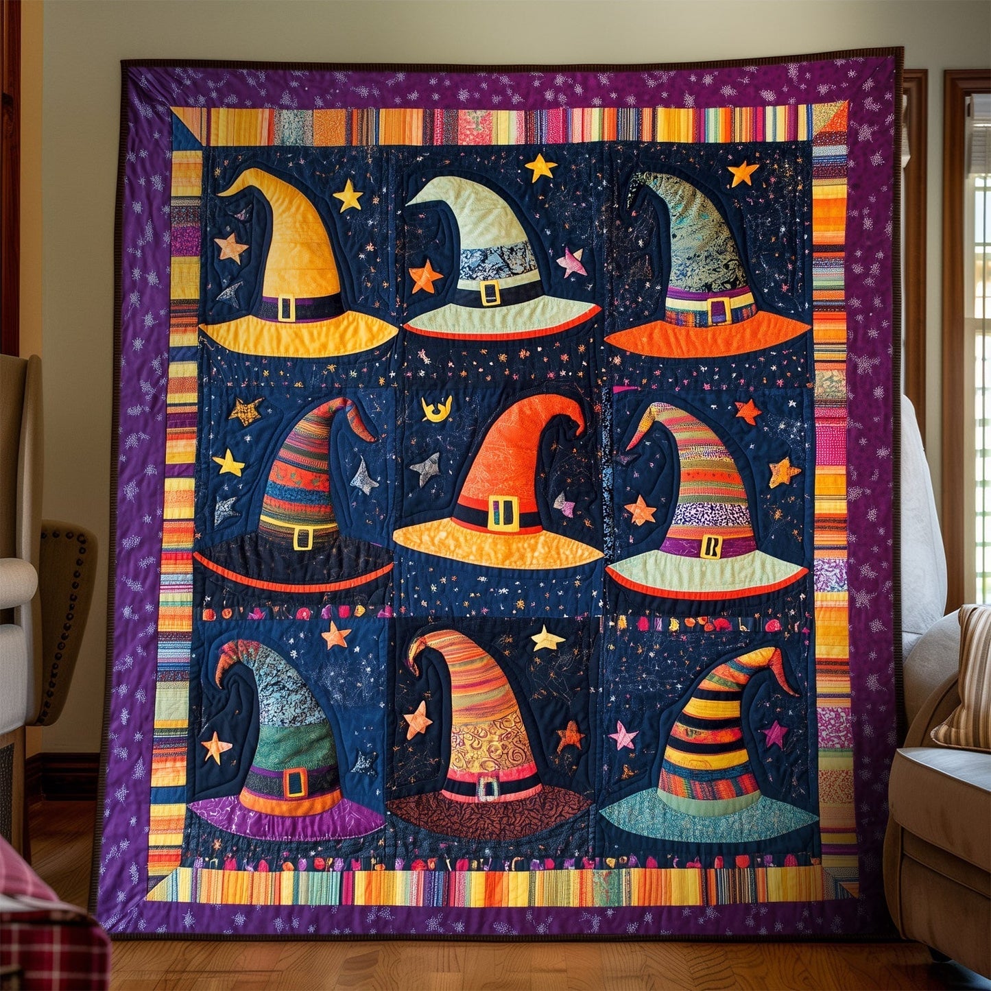 Mystical Hat Collection Quilted Blanket - Throw (55" x 60")