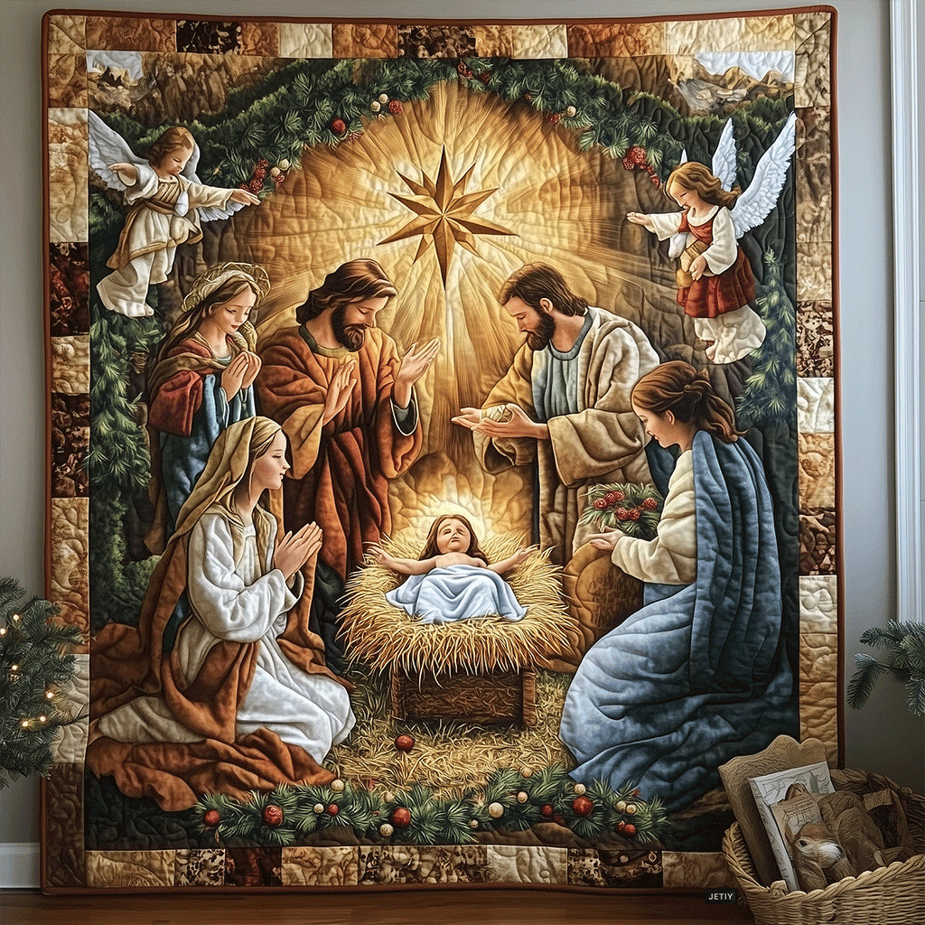 Bethlehem Scene Quilted Blanket - Throw (55" x 60")