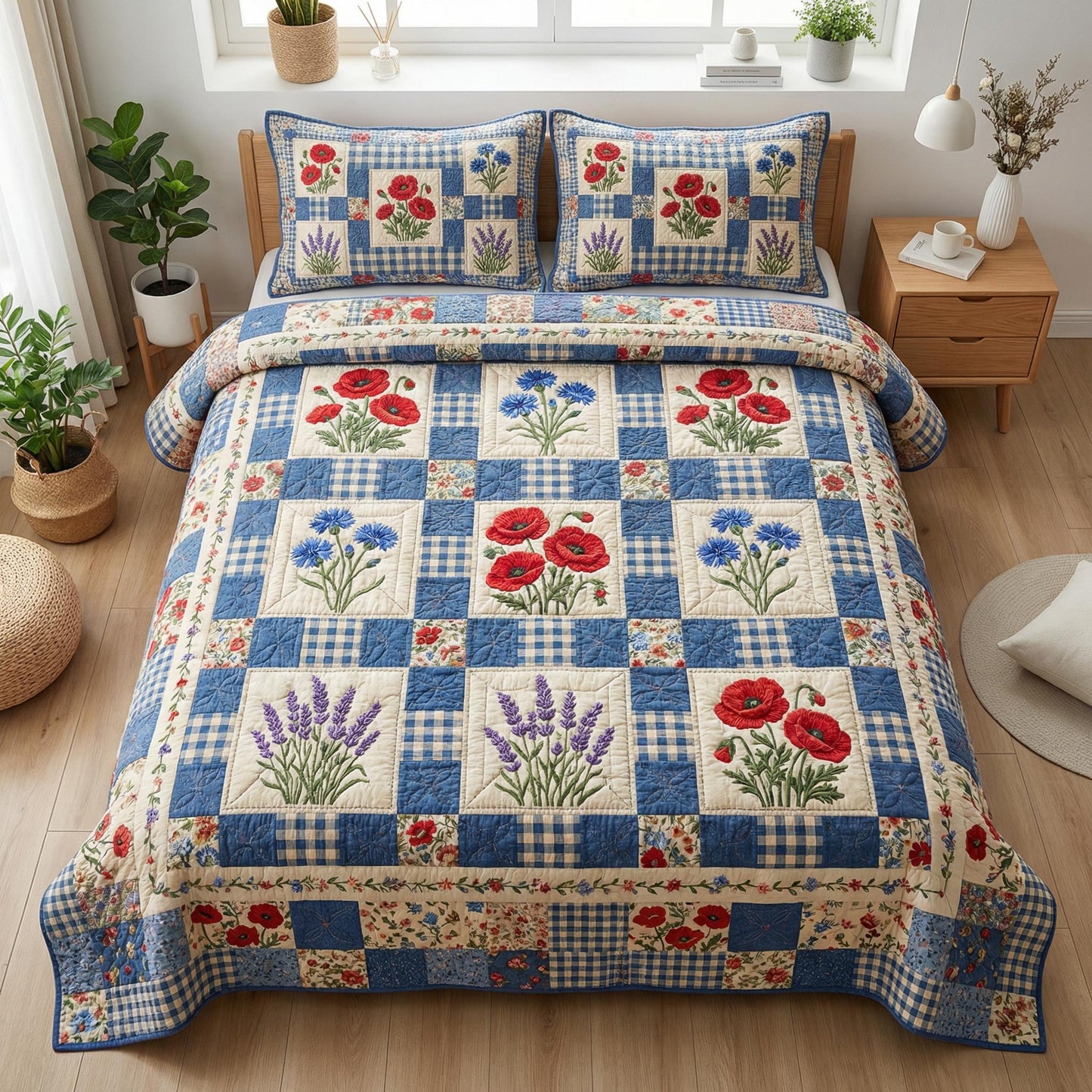 Nation Bloom 3-Piece Quilted Bedding Set - Single (59" x 70")